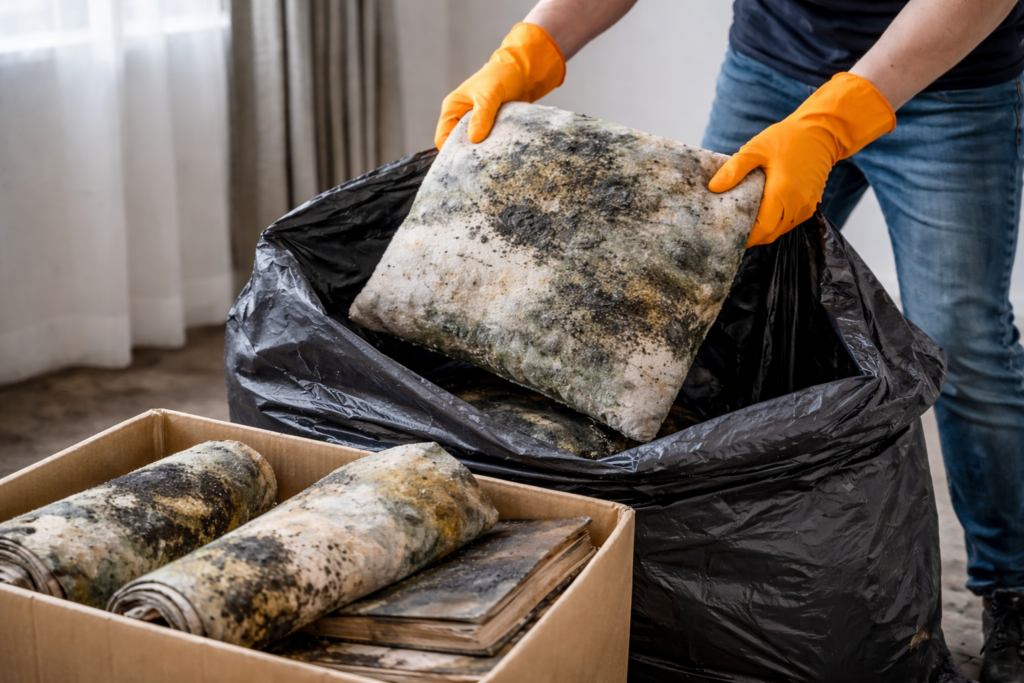 Discarding affected mouldy items